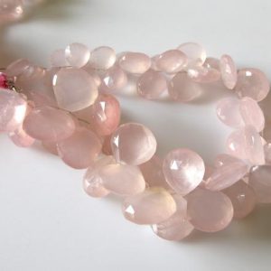 Natural Rose Quartz Heart Beads, Faceted Rose Quartz Heart Briolette Beads, 10mm To 17mm Rose Quartz Beads, 9 Inch/4.5 Inch Strand, GDS1272 | Natural genuine other-shape Gemstone beads for beading and jewelry making.  #jewelry #beads #beadedjewelry #diyjewelry #jewelrymaking #beadstore #beading #affiliate #ad