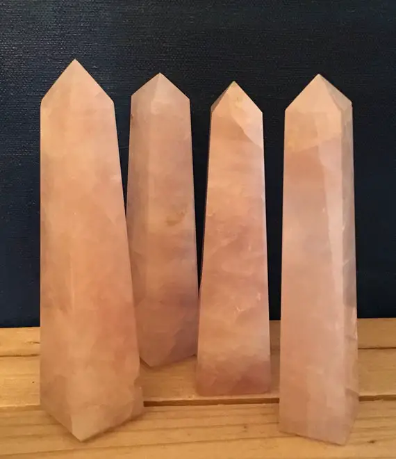 Rose Quartz Crystal Tower, Crystal Point, 4 Sided, Free Standing, Love Stone,healing Stone, Healing Crystal, Chakra  Stone, Spiritual Stone