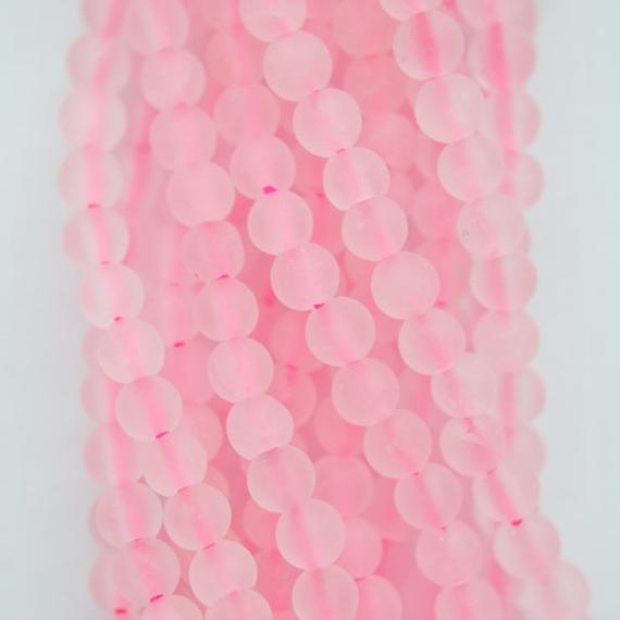 Natural Matte Rose Quartz Beads - Round 4mm Gemstone Beads - Full Strand 15 1/2", 105 Beads, A Quality