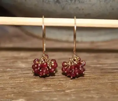 Sterling Silver July Birthstone Jewelry Red Gemstone Drop Earrings Wire Wrapped Earrings Genuine Ruby Earrings