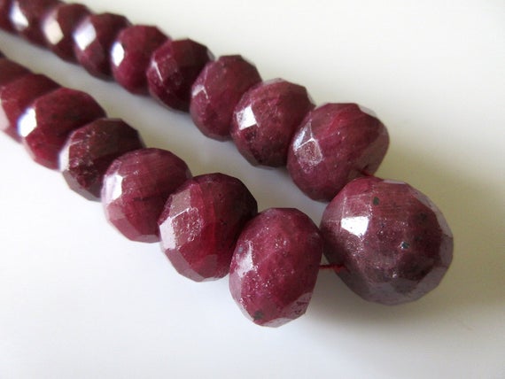 Natural Ruby Faceted Rondelle Beads, Ruby Bead Necklace, 9mm To 20mm Beads, 16 Inch Strand, Gds97