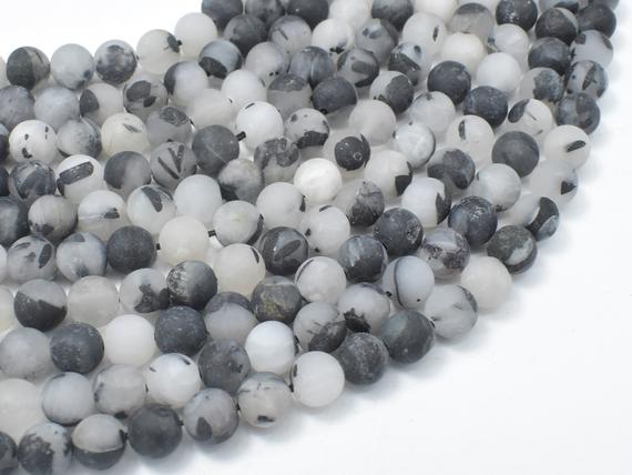Matte Black Rutilated Quartz Beads, 6mm (6.5mm), Round Beads, 15.5 Inch, Full Strand, Approx 61 Beads, Hole 1mm (143054010)