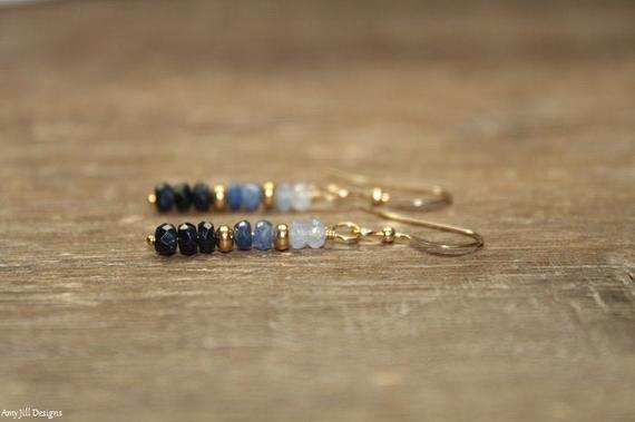 Ombre Blue Sapphire Earrings, Sterling Silver Or Gold Filled, Sapphire Jewelry, September Birthstone