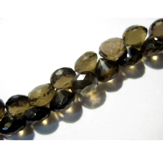 8mm Smoky Quartz Faceted Onion Briolette, Smoky Quartz Briolette Beads, Faceted Onion Smoky Quartz For Jewelry (4in To 8in Options)