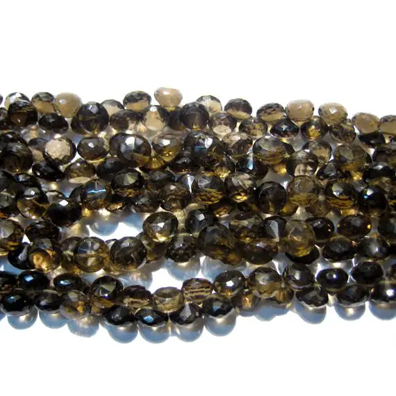 8mm Smoky Quartz Faceted Onion Briolettes, Smoky Quartz Briolette Beads, Faceted Smoky Quartz For Jewelry (4in To 8in Options)