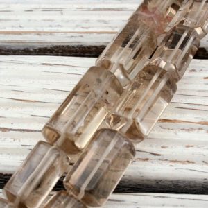 Natural Smoky quartz (Brazil) large 7-12mm hexagon cylinders (ETB00110) | Natural genuine beads Gemstone beads for beading and jewelry making.  #jewelry #beads #beadedjewelry #diyjewelry #jewelrymaking #beadstore #beading #affiliate #ad