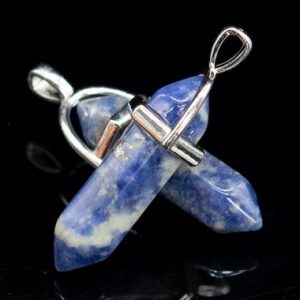 Shop Sodalite Bead Shapes! 2 Pcs – 39x8MM Sodalite Beads Healing Hexagonal Pointed Pendant Natural Grade A Silver Plated Cap Bulk Lot Options (111095-3320) | Natural genuine other-shape Sodalite beads for beading and jewelry making.  #jewelry #beads #beadedjewelry #diyjewelry #jewelrymaking #beadstore #beading #affiliate #ad
