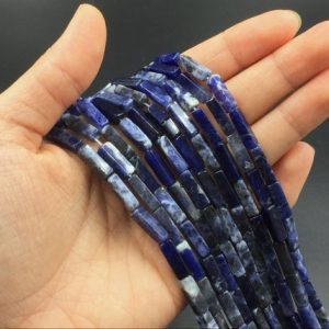 Shop Sodalite Bead Shapes! Natural Sodalite Tube Beads Rectangle Beads Semiprecious Beads Blue Gemstone 4x14mm High Quality Jewelry making Supplies bulk wholesale | Natural genuine other-shape Sodalite beads for beading and jewelry making.  #jewelry #beads #beadedjewelry #diyjewelry #jewelrymaking #beadstore #beading #affiliate #ad