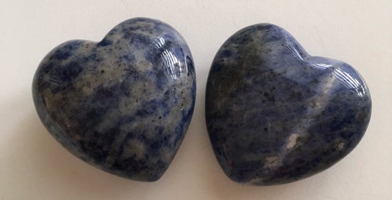 Sodalite Gemstone Puffy Heart, 45mm, Spiritual Stone, Healing Stone, Healing Crystal, Chakra