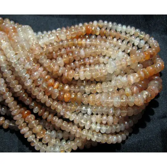 6mm Sunstone Plain Rondelle Beads, Sold As 13 Inch Strand, 80 Pieces Approx