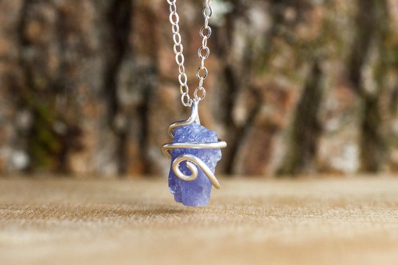 Raw Tanzanite Necklace - Tanzanite Jewelry - Raw Tanzanite Pendant - December Birthstone - Sagittarius Necklace - Gift For Sagittarius