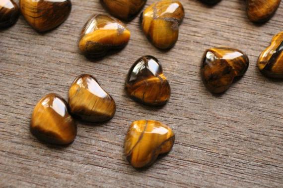 Tiger Eye Small Stone Shaped 18 Mm Heart With Flat Back K268