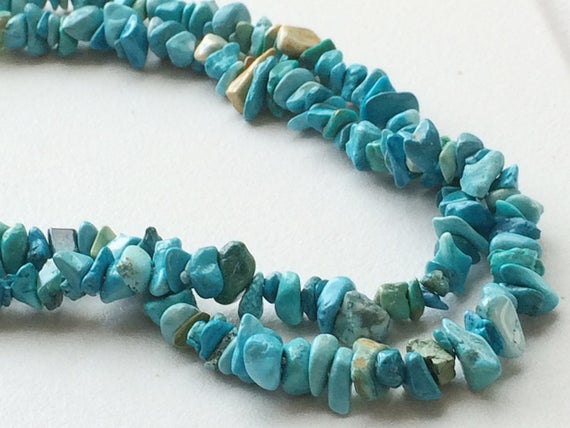 4-5mm Turquoise Chips Beads, Chinese Turquoise Gemstone Chips, Blue Chip Beads, Turquoise For Necklace, 32 Inch (1strand To 5strand Options)