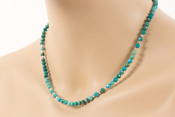 December Birthstone, Genuine Blue Turquoise Necklace , Delicate Genuine Gemstone Choker - Handmade Gemstone Jewelry