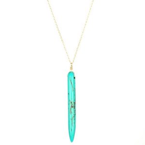 Shop Turquoise Necklaces! Spike necklace – turquoise spike necklace – a long turquoise point on a 14k on a 14k gold vermeil or sterling silver chain | Natural genuine Turquoise necklaces. Buy crystal jewelry, handmade handcrafted artisan jewelry for women.  Unique handmade gift ideas. #jewelry #beadednecklaces #beadedjewelry #gift #shopping #handmadejewelry #fashion #style #product #necklaces #affiliate #ad
