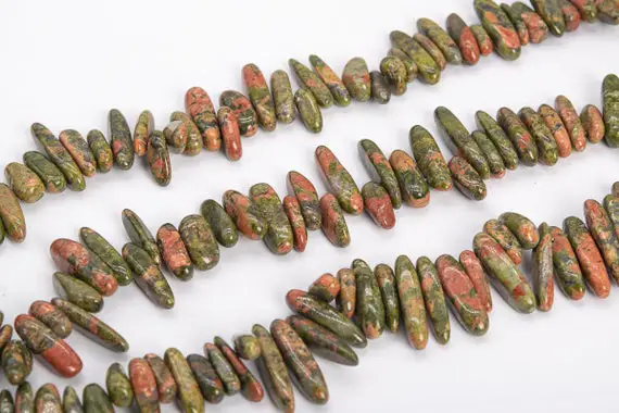 12-24x3-5mm Lotus Pond Unakite Beads Stick Pebble Chip Grade Aaa Genuine Natural Gemstone Loose Beads 15.5" / 7.5" Bulk Lot Options (111241)