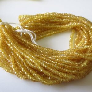 Shop Yellow Sapphire Beads! 2mm To 3mm Natural Yellow Sapphire Faceted Rondelle Beads, 2mm To 3mm Yellow Sapphire Beads, 17 Inch Strand, Sapphire Rondelle Beads, GDS688 | Natural genuine faceted Yellow Sapphire beads for beading and jewelry making.  #jewelry #beads #beadedjewelry #diyjewelry #jewelrymaking #beadstore #beading #affiliate #ad