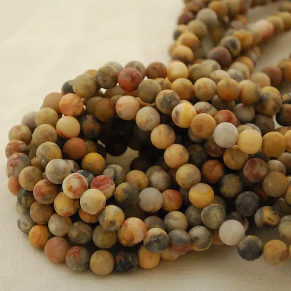 Crazy Lace Agate Frosted Matte Round Beads - 8mm, 10mm Sizes- 15" Strand - Natural Semi-precious Gemstone
