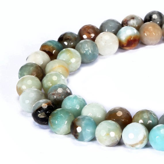Multi Amazonite Faceted Round Beads 4mm 6mm 8mm 10mm 12mm 14mm 16mm 15.5" Strand