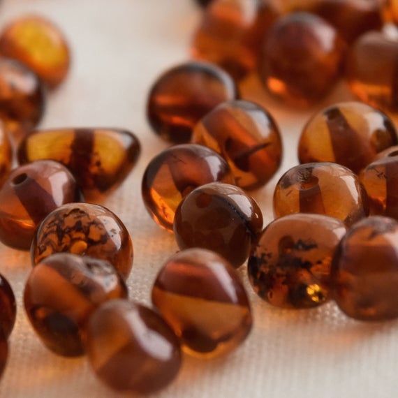 Natural Baltic Amber Nugget Baroque Style Beads - 30 Loose Amber Beads - 4mm - 7mm - Cherry / Cognac / Honey / Lemon / Milk Colour