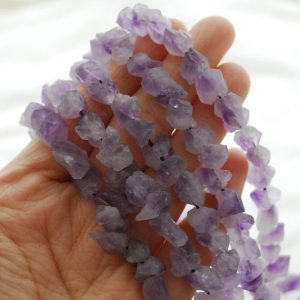 Raw Natural Lavender Amethyst Semi-precious Gemstone Chunky Nugget Beads – approx 8mm – 10mm x 10mm – 12mm – approx 15" strand | Natural genuine chip Array beads for beading and jewelry making.  #jewelry #beads #beadedjewelry #diyjewelry #jewelrymaking #beadstore #beading #affiliate #ad