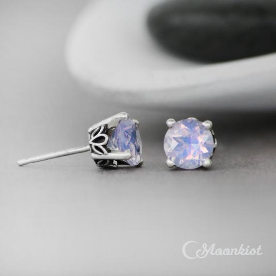 Lavender Moon Amethyst Quartz Earrings, Sterling Silver Amethyst Stud Earrings, Lilac Color Earrings | Moonkist Designs