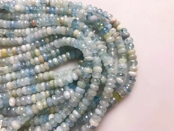 Multi-blue Aquamarine Faceted Rondelle Beads 7mm 8mm 9mm 10mm 12mm 15.5" Strand