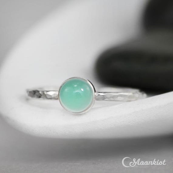 Dainty Aquamarine Promise Ring, Sterling Silver Aqua Gemstone Ring, Simple Aquamarine Engagement Ring, Aqua Stacking Ring | Moonkist Designs