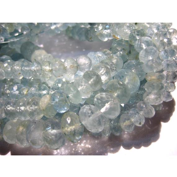 Aqua Blue Aquamarine Israel Cut Rondelle Beads, 6mm Each, Sold As 5 Inch Half Strand/10 Inch Strand, Gfjp