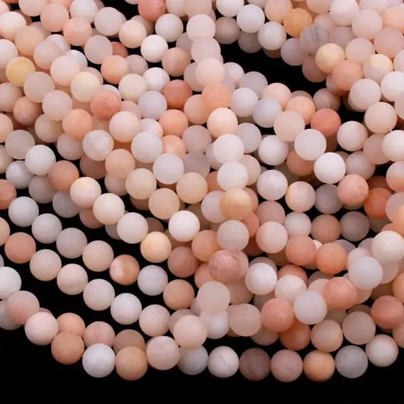 Matte Natural Peach Aventurine Round Beads 4mm 6mm 8mm 10mm Icy Soft Pastel Pink Peach Gemstone Aaa Grade 15.5" Strand