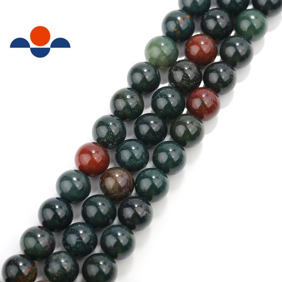 Natural Indian Bloodstone Smooth Round Beads 4mm 6mm 8mm 10mm 12mm 15.5" Strand