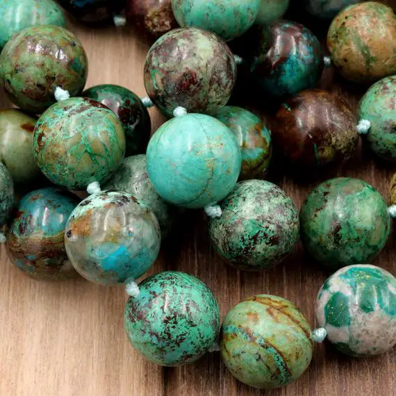 Arizona Chrysocolla Round Beads High Quality Natural Green Blue Chrysocolla 14mm 15mm 16mm Highly Polished Gemstone Beads 15.5" Strand