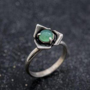 Shop Chrysoprase Rings! Chrysoprase Ring, Natural Chrysoprase, Rose Ring, Flower Ring, Stackable Flower Ring, Petal Ring, Vintage Silver Ring, Chrysoprase, Rose | Natural genuine Chrysoprase rings, simple unique handcrafted gemstone rings. #rings #jewelry #shopping #gift #handmade #fashion #style #affiliate #ad