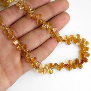 Shop Citrine Bead Shapes! Natural Citrine Pear Beads Citrine Smooth Pear Briolettes, Citrine Pear Beads, 6mm To 9mm Citrine Pears, 12 Inch Strand, GDS1344 | Natural genuine other-shape Citrine beads for beading and jewelry making.  #jewelry #beads #beadedjewelry #diyjewelry #jewelrymaking #beadstore #beading #affiliate #ad