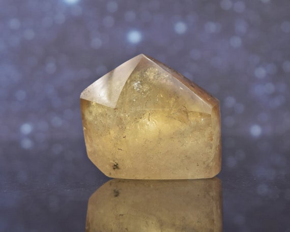 Stubby Polished Natural Golden Yellow Citrine Point From Zambia | Genuine | Unheated | Rare | 1.42" | 62.5 Grams