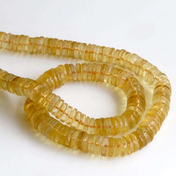 Yellow Citrine Tyre Beads, Smooth Natural Citrine Tyre Rondelle Beads, Citrine Rondelles, 6mm/8mm Citrine Beads, 16 Inch Strand, Gds1343
