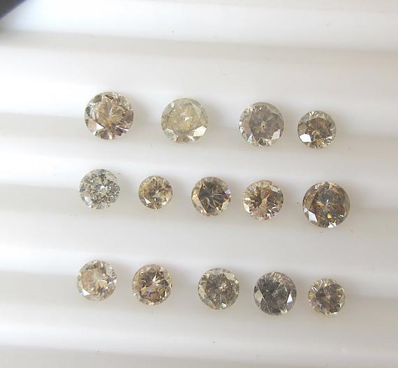 5 Pieces 3mm To 4.5mm Natural Clear Light Champagne Brown Round Brilliant Cut Faceted Diamond Loose, Loose Diamonds For Ring, Dds533/7