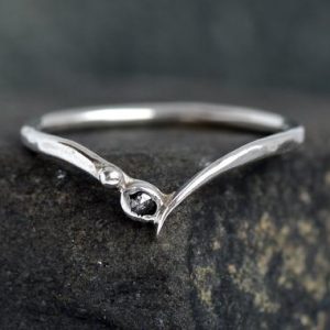 Salt and Pepper Diamond Chevron Ring. Alternative Organic Rustic Meaningful Grey Gray Salt and Pepper Natural Diamond Wedding Band Ring | Natural genuine Gemstone rings, simple unique alternative gemstone engagement rings. #rings #jewelry #bridal #wedding #jewelryaccessories #engagementrings #weddingideas #affiliate #ad