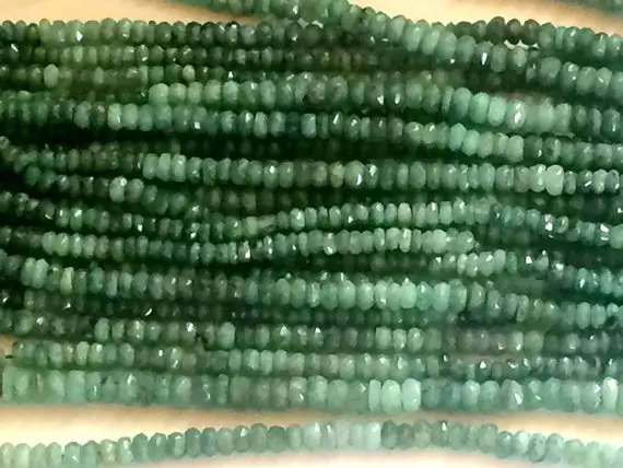 3.5-4mm Emerald Faceted Beads, Natural Emerald Faceted Rondelle Beads, 13 Inches Emerald Beads For Jewelry (1st To 5st Options) - Adg112