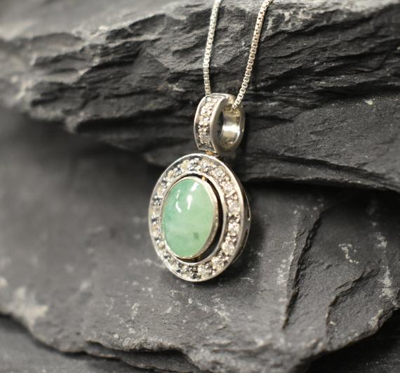 Emerald Pendant, Natural Emerald, May Birthstone, Victorian Pendant, Green Pendant, Emerald Necklace, Vintage Pendant, Solid Silver Pendant