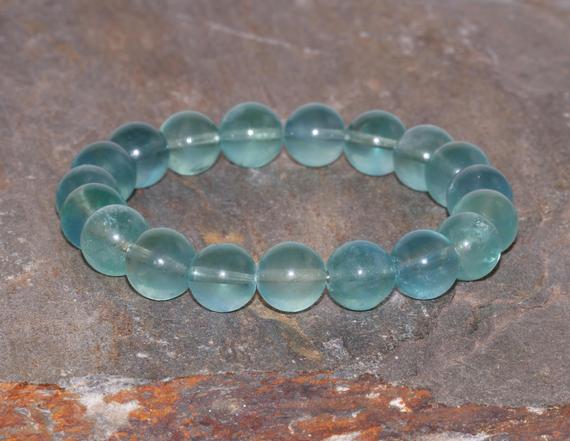 10mm Fluorite Stacking Bracelet Aa Grade Chakra Bracelet Healing Crystals Yoga Gifts Concentration & Focus - Self-confidence - Protection