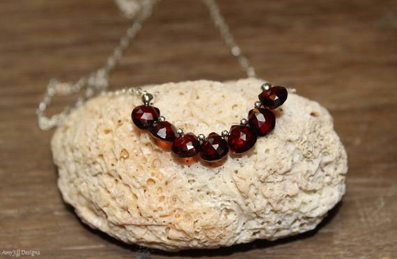 Red Garnet Necklace, Garnet Jewelry, January Birthstone, Minimalist, Gemstone Necklace, Love, Valentine's Day, Gold Or Silver