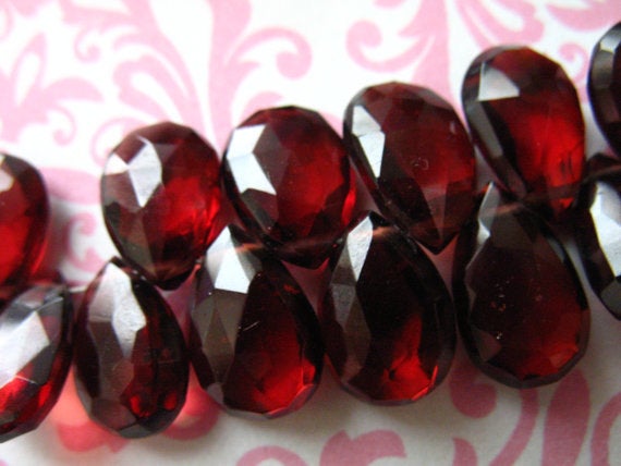 2-10 Pcs, Garnet Pear Briolettes Beads, Large Mozambique Garnet, Faceted 8-10 Mm, Luxe Aaa, Burgundy, January Birthstone Gemstone 810 Solo