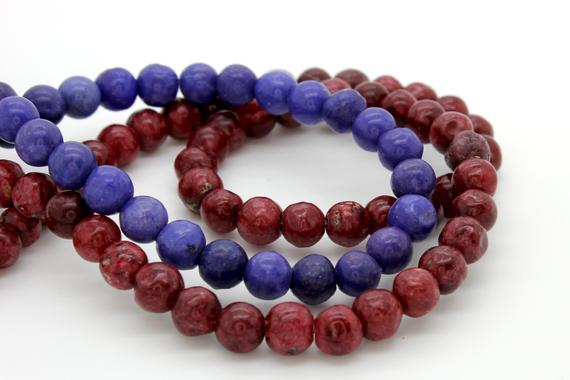 Howlite Round Sphere Ball Natural Loose Gemstone 6mm Beads - Full Strand (burgundy, Purple)