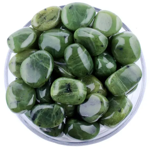 One 1 Green Jade Canada Tumbled Stone, Green Jade Canada Tumbled Stones, Green Jade Tumbled Stone, Jadeite Stones, Taurus, Libra And Virgo