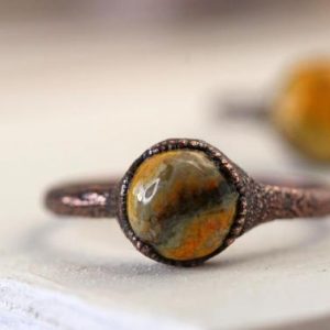 Bumble Bee Jasper Ring – Volcanic Stone – Jasper Jewelry | Natural genuine Jasper rings, simple unique handcrafted gemstone rings. #rings #jewelry #shopping #gift #handmade #fashion #style #affiliate #ad