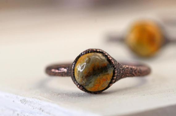 Bumble Bee Jasper Ring - Volcanic Stone - Jasper Jewelry