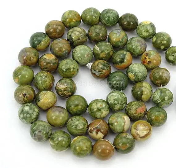 U Pick 1 Strand/15" Top Quality Natural Green Rhyolite Rainforest Jasper Healing Gemstone 4mm 6mm 8mm 10mm Round Loose Beads