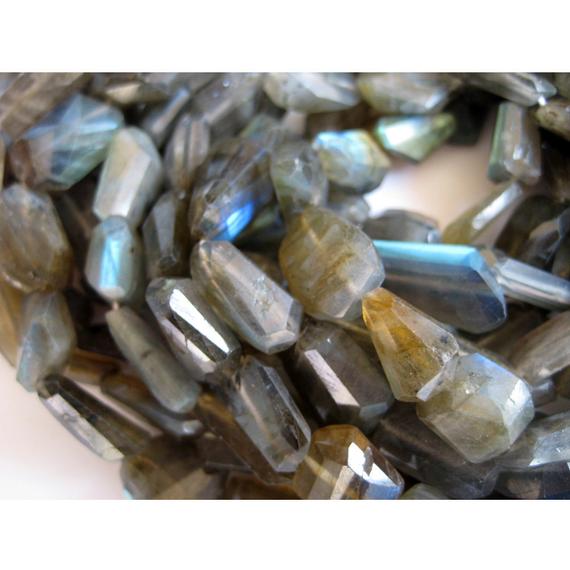 Labradorite Gemstones, Step Cut, Tumbles, Faceted Nugget Beads, 12mm To 17mm Beads, 13 Inch Strand