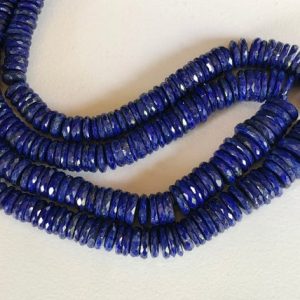 Shop Lapis Lazuli Faceted Beads! 8-12mm Lapis Lazuli Spacer Beads, Natural Lapis Lazuli Faceted Spacer Beads, Lapis Lazuli Tyres For Necklace (8IN To 16IN Options) | Natural genuine faceted Lapis Lazuli beads for beading and jewelry making.  #jewelry #beads #beadedjewelry #diyjewelry #jewelrymaking #beadstore #beading #affiliate #ad